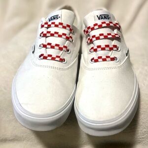 Vans Kids White and Red Checkered Sneakers
